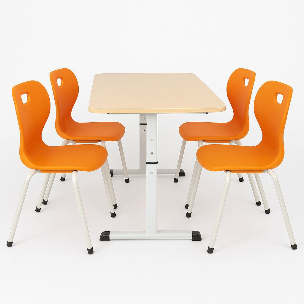 Set pentru cantina masă cu 4 scaune Monobloc